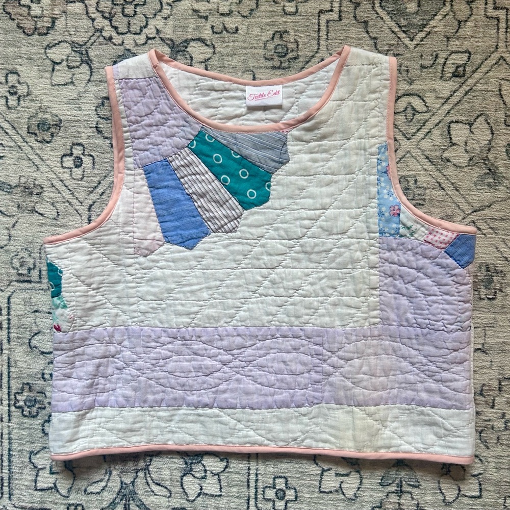 Upcycled Vintage Patchwork Quilt Tank Top Vest